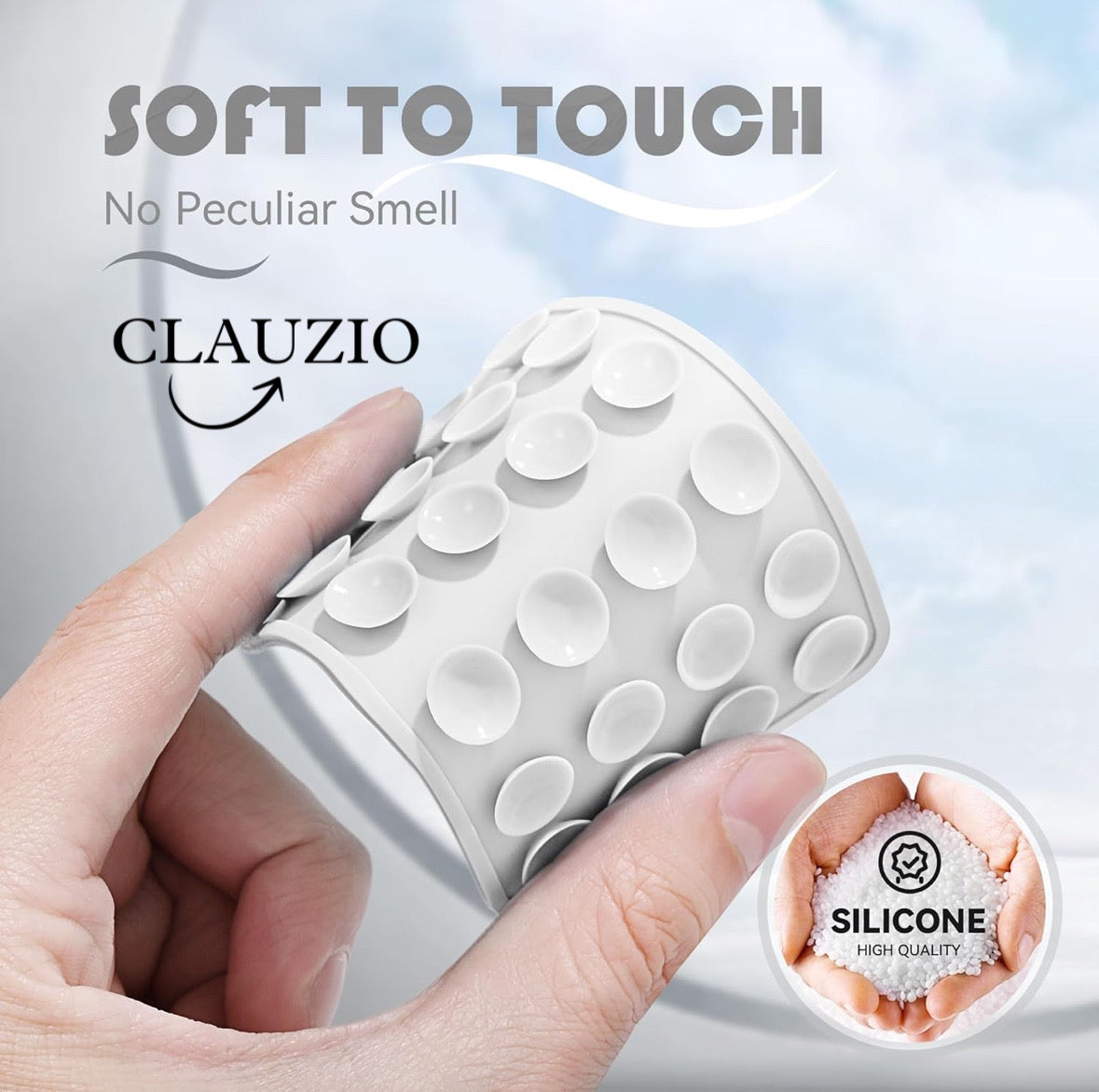 CLAUZIO Premium Silicone Suction Phone Case for Phone Mount, Phone Mount Suction Cup, Suction Cup Phone Case for Hands-Free Toy Mirror Shower Phone Holder, Videos, and Selfies Phone Accessory (White)