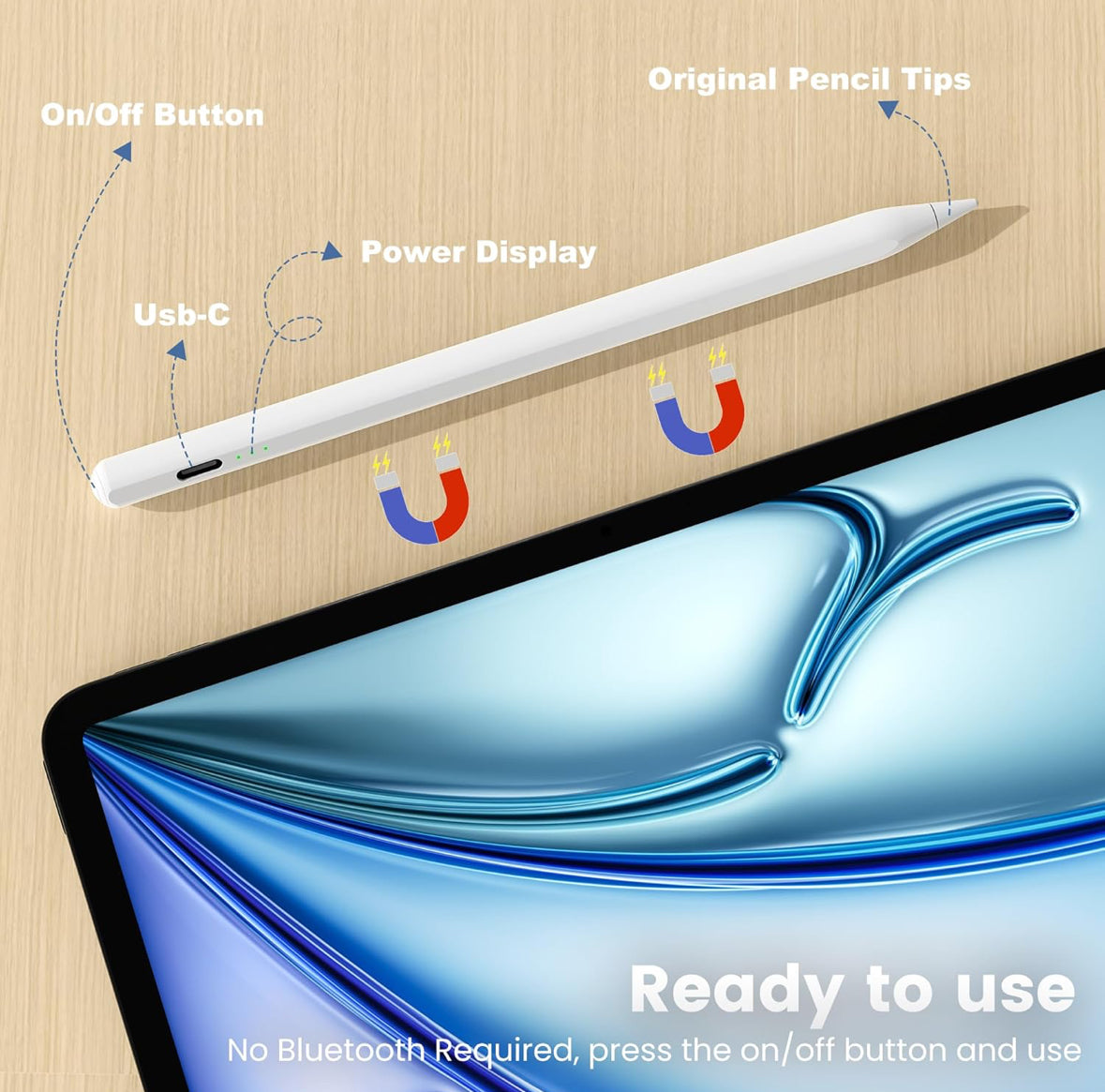 CLAUZIO Stylus Pen for Touch Screens – Universal Fine Point iPad Pencil with Magnetic Adsorption, Compatible with iPhone, iPad, Samsung, Android, Tablets & More
