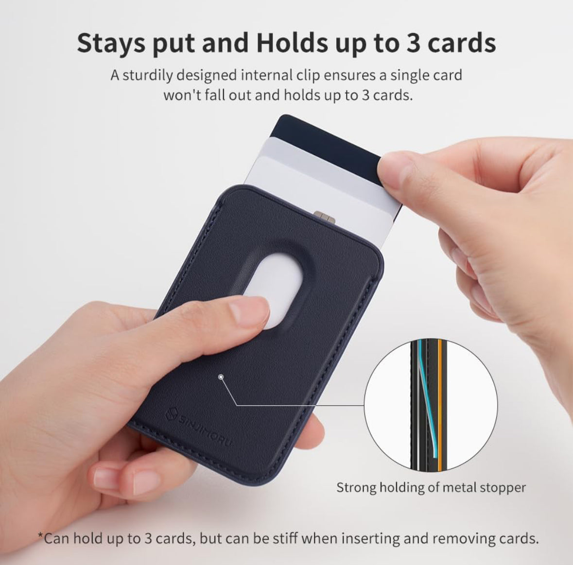 CLAUZIO MagSafe-Compatible Vegan Leather Smart Wallet – Slim Magnetic Card Holder for iPhone 12, 13, 14, 15, 16 (Mini, Pro, Max) – Secure Credit, Debit & ID Holder (Black)