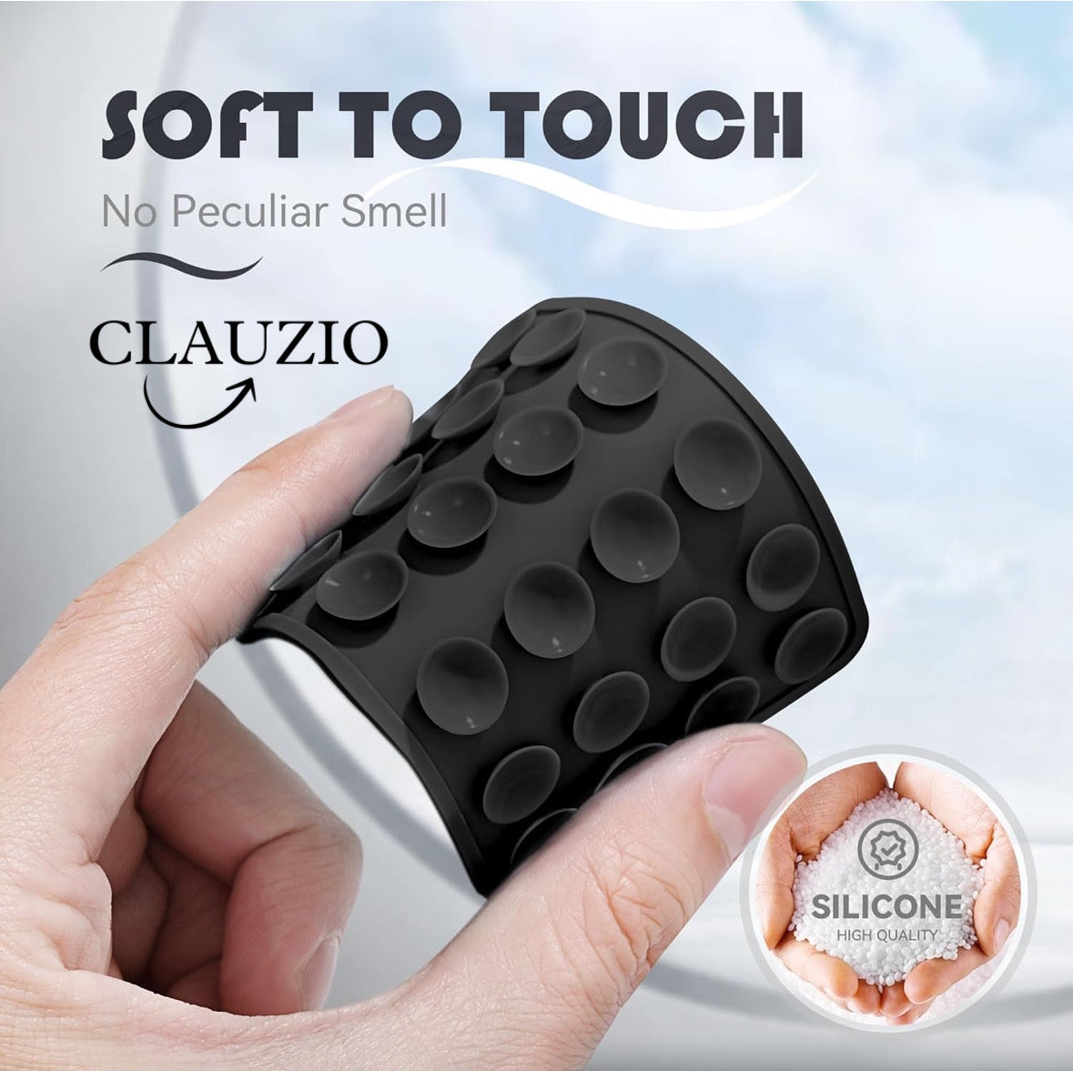 CLAUZIO Premium Silicone Suction Phone Case for Phone Mount, Phone Mount Suction Cup, Suction Cup Phone Case for Hands-Free Toy Mirror Shower Phone Holder, Videos, and Selfies Phone Accessory (Black)