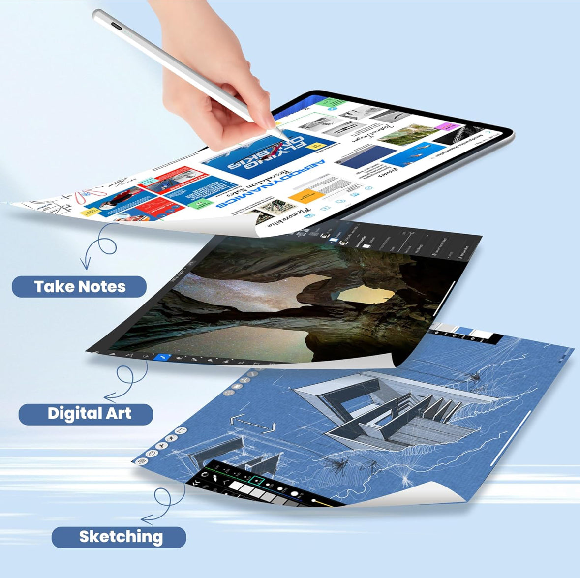 CLAUZIO Stylus Pen for Touch Screens – Universal Fine Point iPad Pencil with Magnetic Adsorption, Compatible with iPhone, iPad, Samsung, Android, Tablets & More