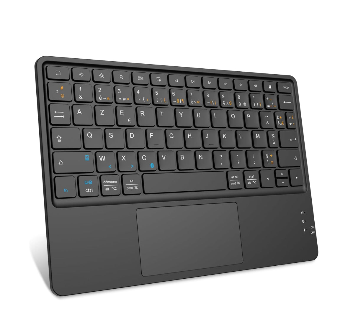 CLAUZIO Wireless Keyboard with Touchpad for IPad,MacOS,Apple,Android or Chrome os Compatible with Pc, Mac, Laptop, Smartphone, Tablet Wireless Bluetooth Multi-Device- Black