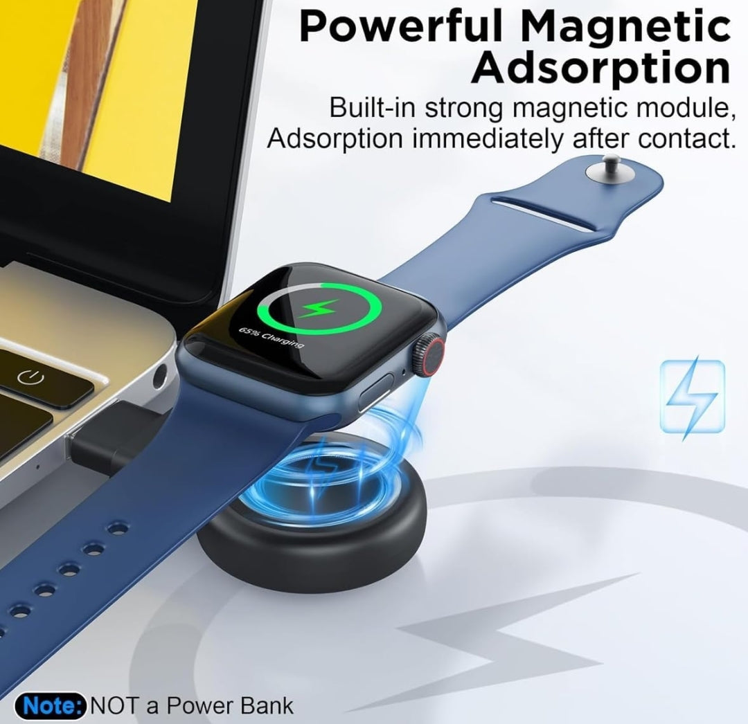 Apple Watch Magnetic Portable iWatch Charger USB C Fast Wireless Charging Travel Watch Charger for iWatch Ultra2/Ultra/SE2/SE Series 10/9/8/7/6/5/4/3/2/1 (Black)