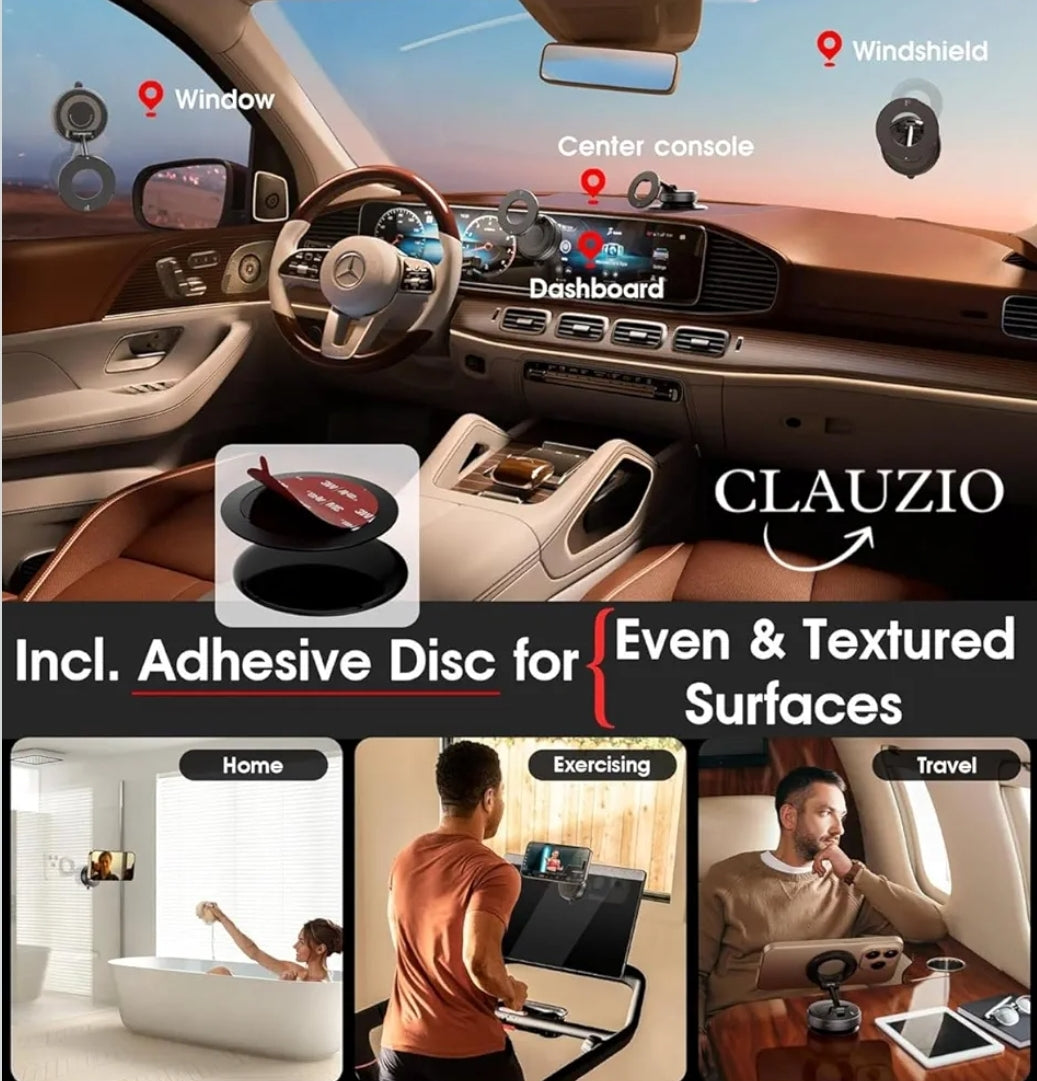 Strong Magnetic Car Phone Holder for MagSafe, Ultra Vacuum Suction Cup Phone Mount, 360° Rotation Car Accessories for iPhone 16/15/14/13/12 and Android Phones with MagSafe Ring