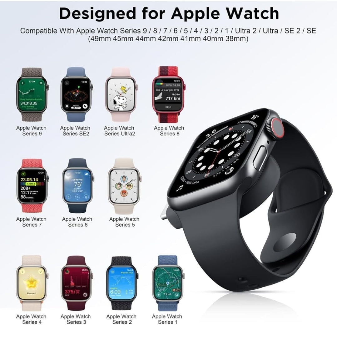 Apple Watch Magnetic Portable iWatch Charger USB C Fast Wireless Charging Travel Watch Charger for iWatch Ultra2/Ultra/SE2/SE Series 10/9/8/7/6/5/4/3/2/1 (Black)