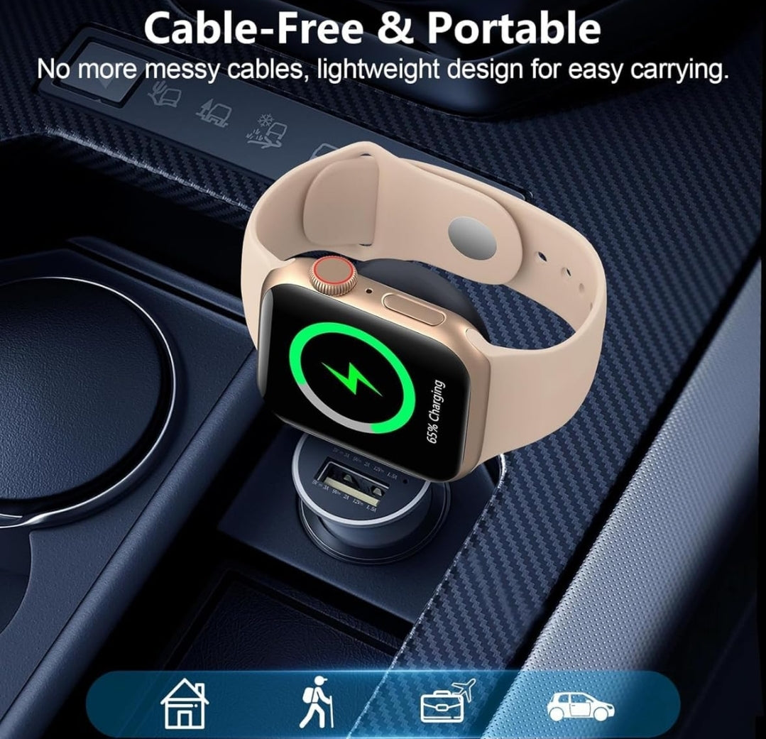Apple Watch Magnetic Portable iWatch Charger USB C Fast Wireless Charging Travel Watch Charger for iWatch Ultra2/Ultra/SE2/SE Series 10/9/8/7/6/5/4/3/2/1 (Black)