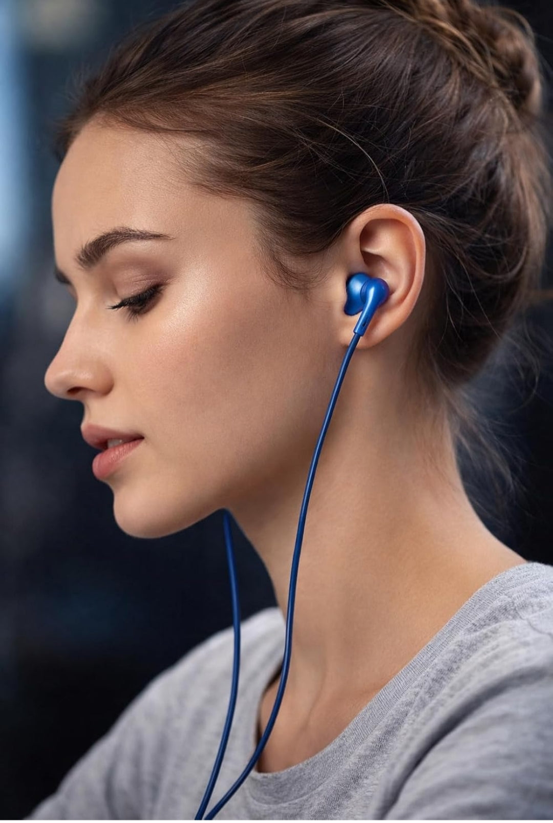 MFI 100 C Wired Headphones Earphones with Type-C Jack, in-Line Microphone, in Ear, 10Mm Drivers, Signature Sound, Integrated Controls & Multi-Os Compatibility (Black) (CZ 199 Blue)