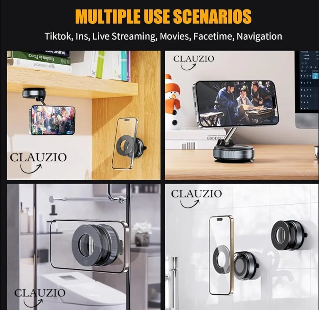 Strong Magnetic Car Phone Holder for MagSafe, Ultra Vacuum Suction Cup Phone Mount, 360° Rotation Car Accessories for iPhone 16/15/14/13/12 and Android Phones with MagSafe Ring