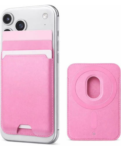 Magnetic Wallet for iPhone 17/16/15/14/13/12 Series Pro & Max | Slim 5-Card Holder Phone Wallet | Strong Magnetic Back Card Holder | Detachable Card Holder Case Accessory (Baby Pink)
