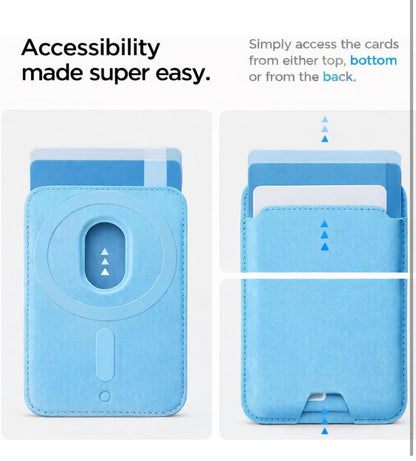 Magnetic Wallet for iPhone 17/16/15/14/13/12 Series Pro & Max | Slim 5-Card Holder Phone Wallet | Strong Magnetic Back Card Holder | Detachable Card Holder Case Accessory (Sky Blue)