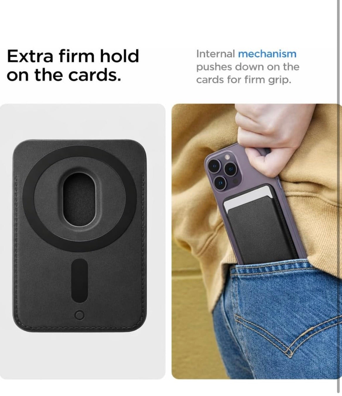 Magnetic Wallet for iPhone 17/16/15/14/13/12 Series Pro & Max | Slim 5-Card Holder Phone Wallet | Strong Magnetic Back Card Holder | Detachable Card Holder Case Accessory (Black)