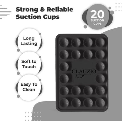 CLAUZIO Premium Silicone Suction Phone Case for Phone Mount, Phone Mount Suction Cup, Suction Cup Phone Case for Hands-Free Toy Mirror Shower Phone Holder, Videos, and Selfies Phone Accessory (Black)