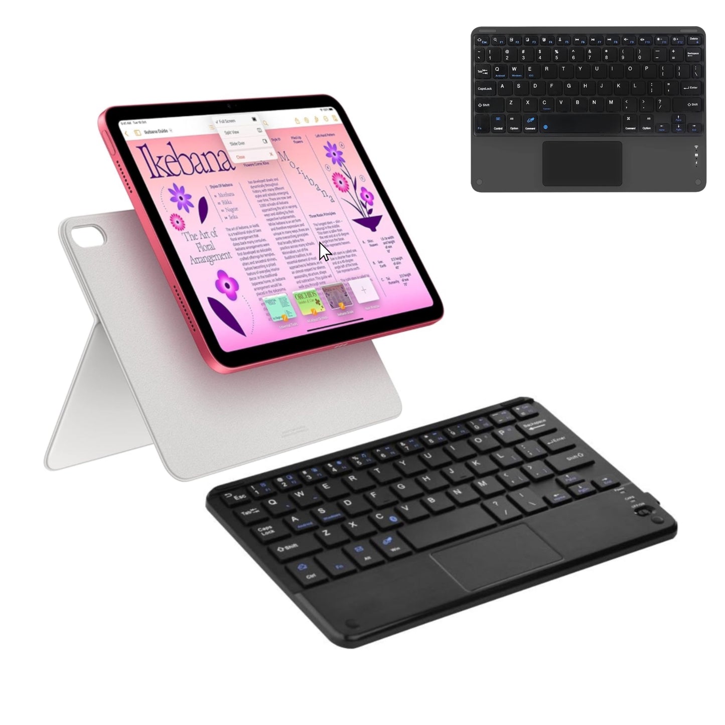 CLAUZIO Wireless Keyboard with Touchpad for IPad,MacOS,Apple,Android or Chrome os Compatible with Pc, Mac, Laptop, Smartphone, Tablet Wireless Bluetooth Multi-Device- Black