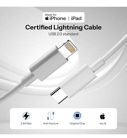 Apple-Type C to Lightnlng [MFi Certified] Fast Charging Cable Compatible with iPhone 14/14 Pro/ 14 Pro Max/ 13/13 Pro/ 13 Pro Max/ 12/11/XR/XS/X/8 Series.