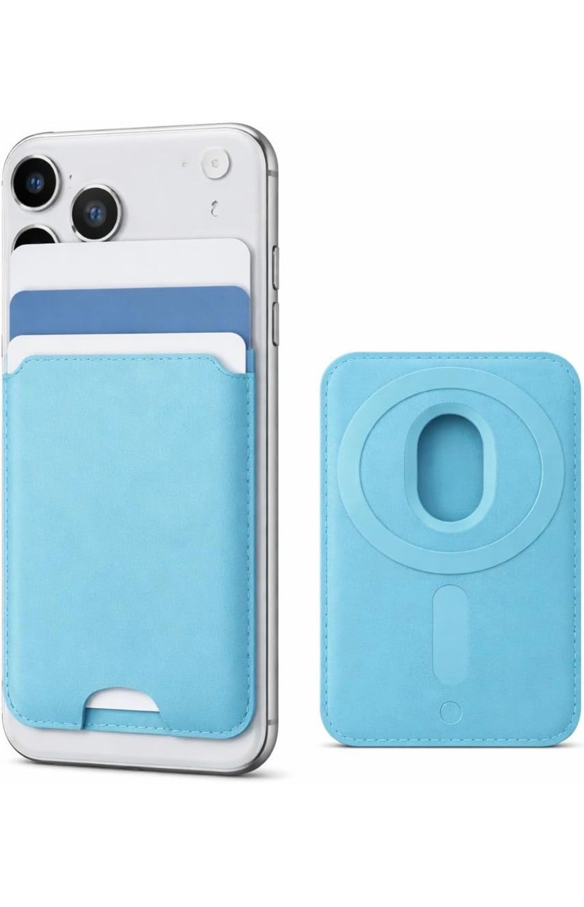 Magnetic Wallet for iPhone 17/16/15/14/13/12 Series Pro & Max | Slim 5-Card Holder Phone Wallet | Strong Magnetic Back Card Holder | Detachable Card Holder Case Accessory (Sky Blue)
