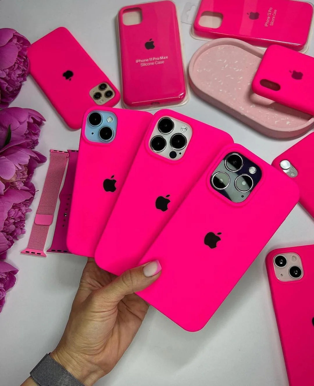 iphone Silicone Premium hardcase (dark pink) Hot Pink Soft Silicone iPhone Case