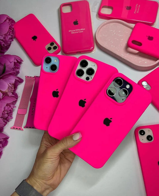iphone Silicone Premium hardcase (dark pink) Hot Pink Soft Silicone iPhone Case