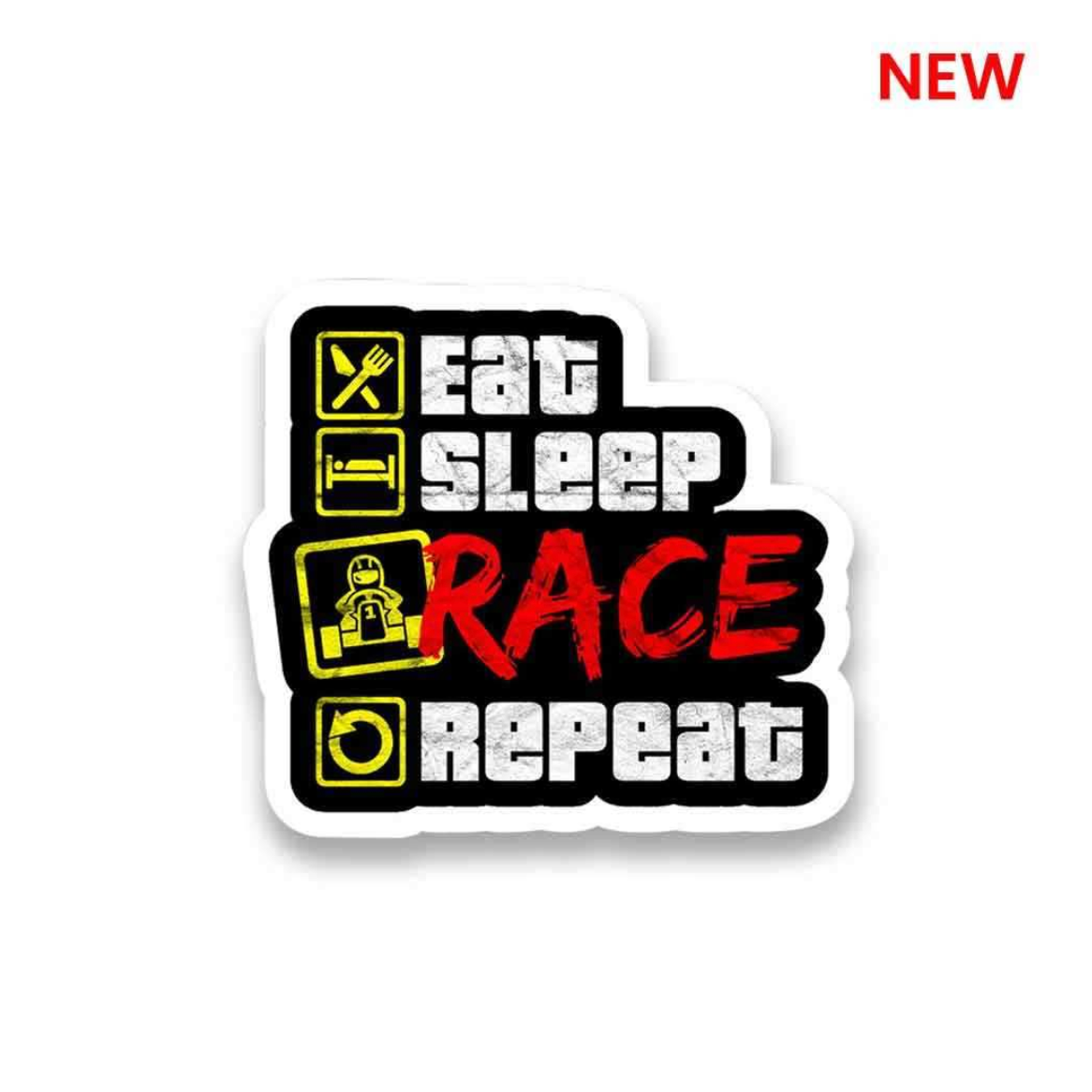 CLAUZIO Eat Sleep Race Repeat sticker