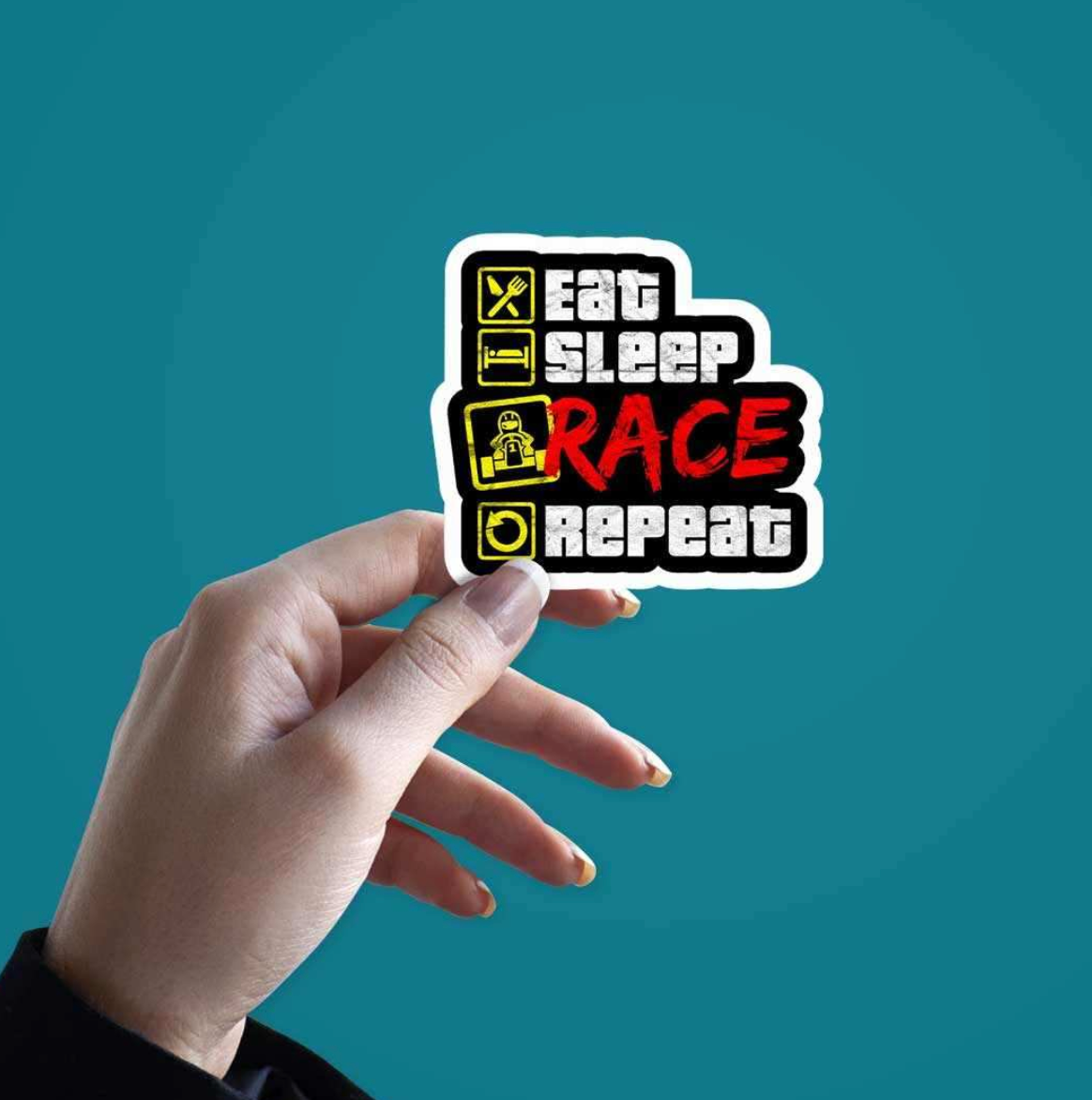 CLAUZIO Eat Sleep Race Repeat sticker