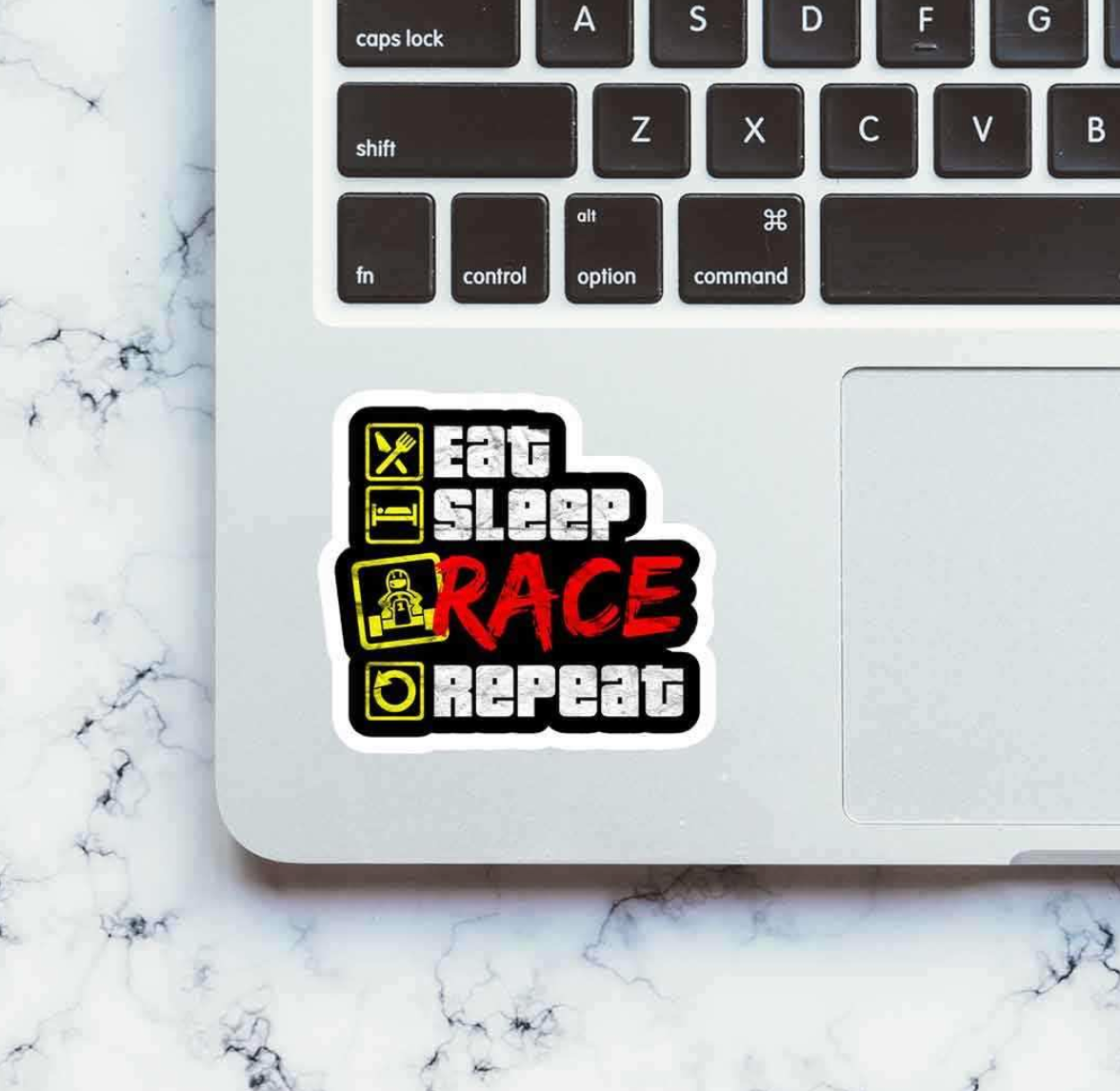 CLAUZIO Eat Sleep Race Repeat sticker