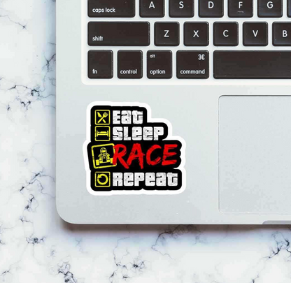 CLAUZIO Eat Sleep Race Repeat sticker