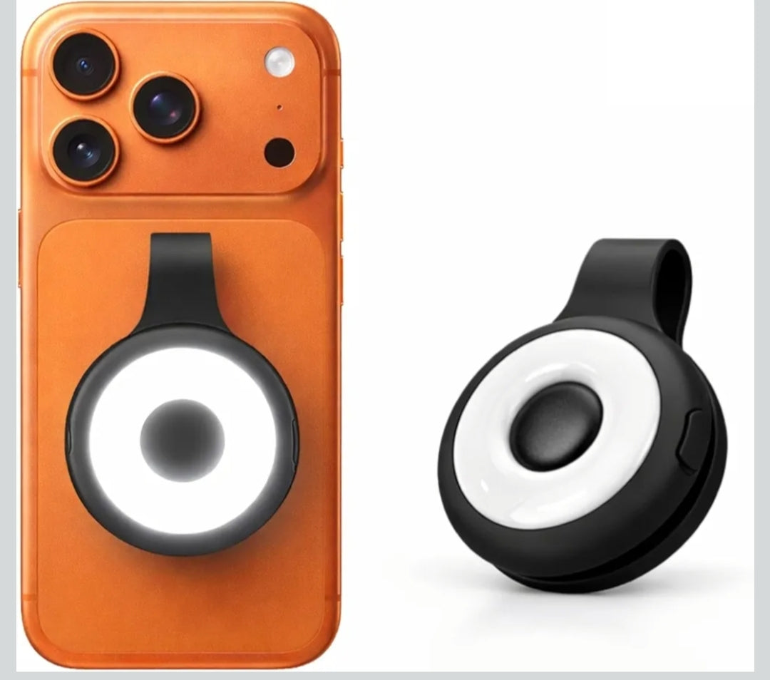 CLAZUIO Magnetic LED Selfie Light with Mag-Safe Compatibility, Portable LED Ring Light Included Adhesive Ring for iPhone 17pro Ideal for Selfies, Photography,Zoom & Video Calls (Black)