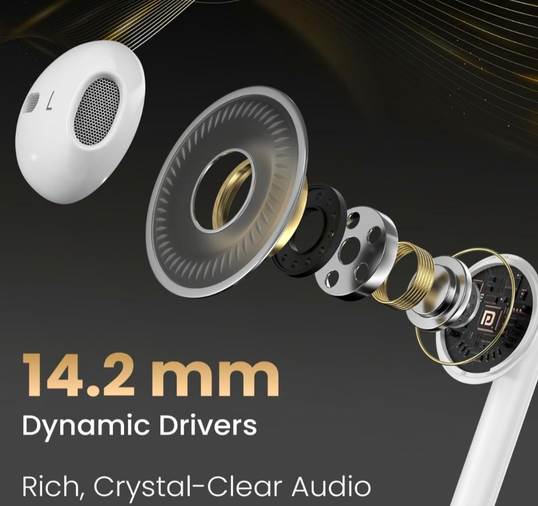 3.5mm Wired Earphones with Mic | in-Ear Headphones with 14.2mm Dynamic Driver, Powerful Bass, in-Line Controls, TPE Anti-Tangle Cable, Wide Compatibility – White