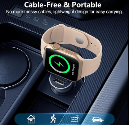 Apple Watch Magnetic Portable iWatch Charger USB C Fast Wireless Charging Travel Watch Charger for iWatch Ultra2/Ultra/SE2/SE Series 10/9/8/7/6/5/4/3/2/1 (Black)