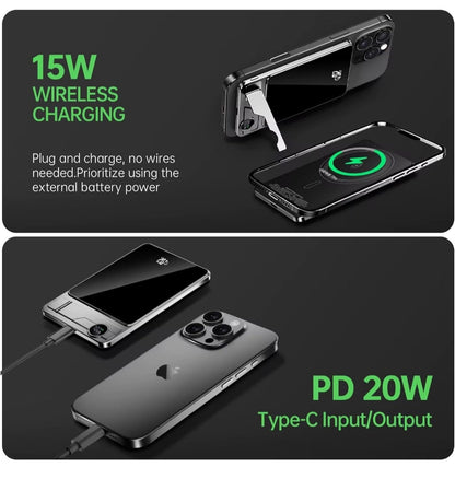 Magnetic Wireless Charging Device, 20W Fast Charge, 5000 MAH Slim Portable Design for MagSafe Phones Supports in iPhone & Android