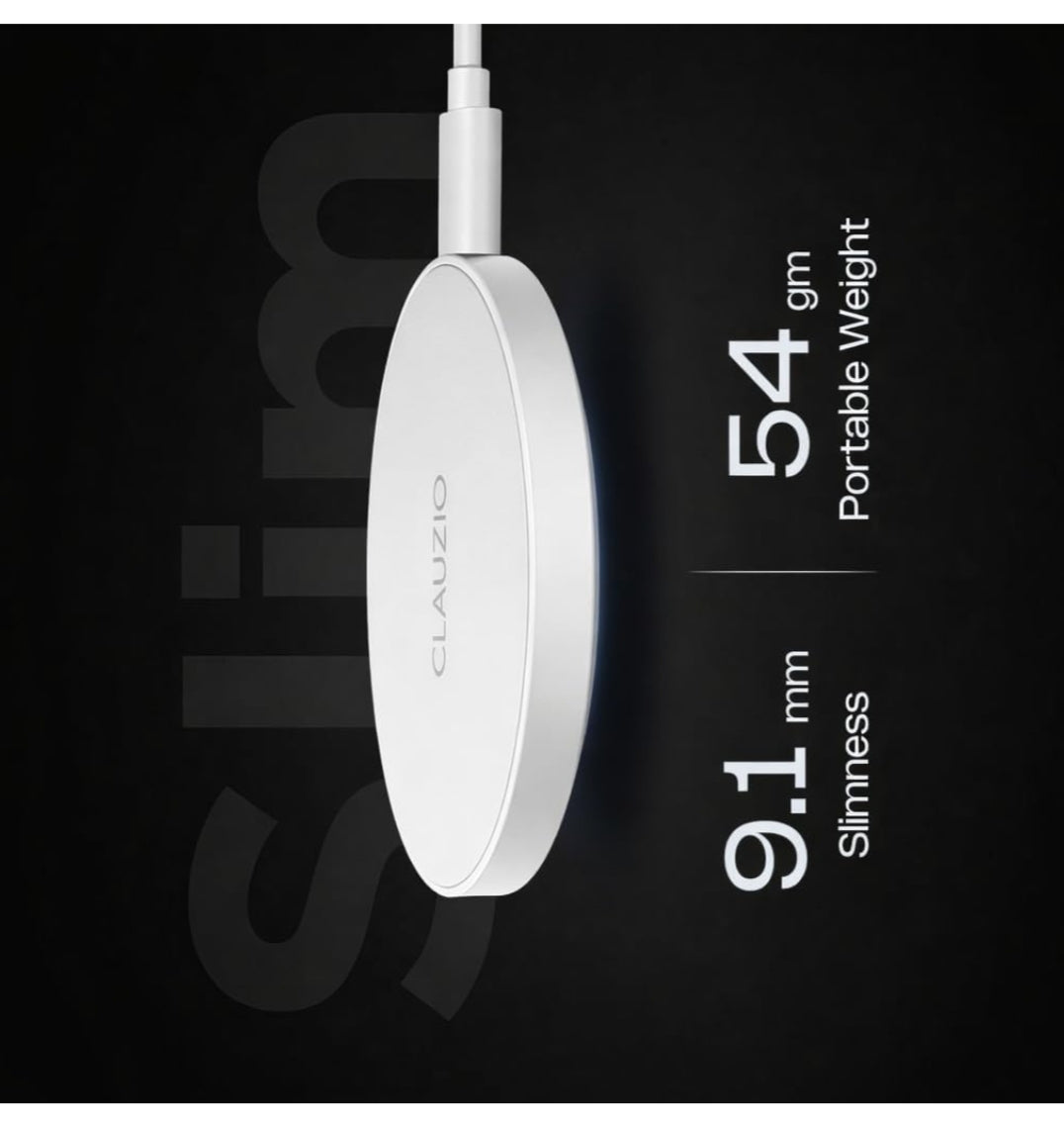 15W Qi2 Fast Wireless Charger with Magnetic Compatibility | Includes Magnet Ring for Non-Magnetic Phones | Universal Qi Charging for iPhone & Android | Sleek Compact Design