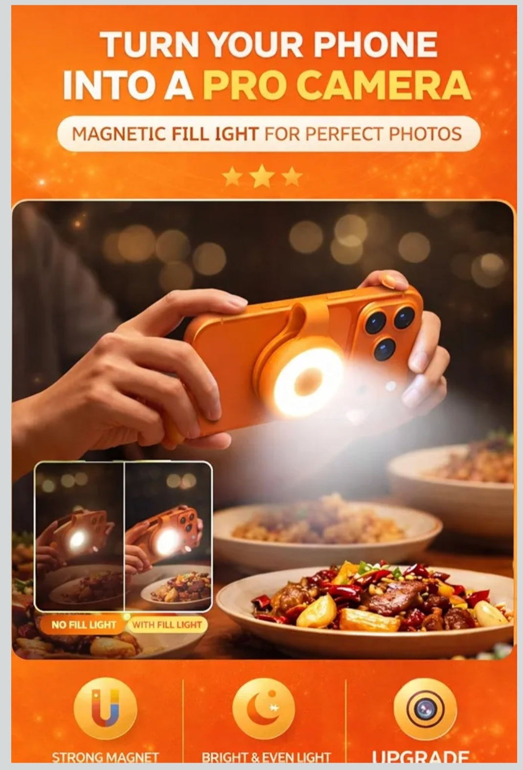 CLAZUIO Magnetic LED Selfie Light with Mag-Safe Compatibility, Portable LED Ring Light Included Adhesive Ring for iPhone 17pro Ideal for Selfies, Photography,Zoom & Video Calls (Black)