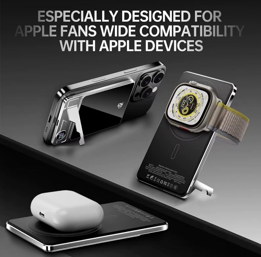 Magnetic Wireless Charging Device, 20W Fast Charge, 5000 MAH Slim Portable Design for MagSafe Phones Supports in iPhone & Android