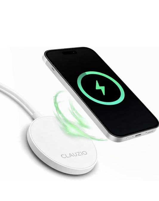 15W Qi2 Fast Wireless Charger with Magnetic Compatibility | Includes Magnet Ring for Non-Magnetic Phones | Universal Qi Charging for iPhone & Android | Sleek Compact Design