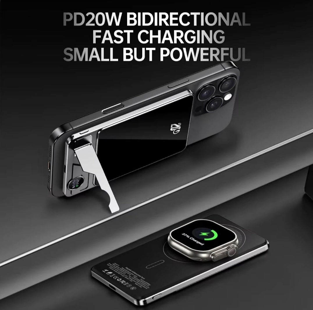 Magnetic Wireless Charging Device, 20W Fast Charge, 5000 MAH Slim Portable Design for MagSafe Phones Supports in iPhone & Android